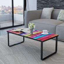 Festnight Glass Top Coffee Table with Iron Frame Rainbow