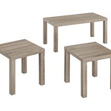 Offex 3 Pack Living Room Wood Coffee End Table Set - Driftwood