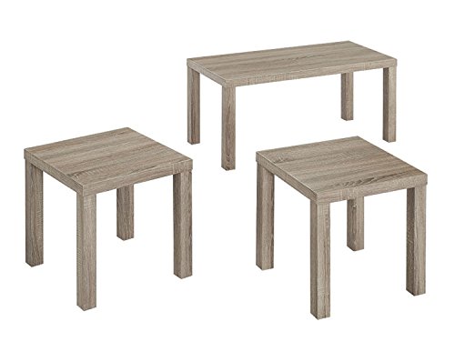Offex 3 Pack Living Room Wood Coffee End Table Set - Driftwood