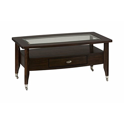 BOWERY HILL Coffee Table with Chrome Casters in Merlot