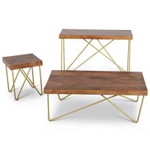 Walter Coffee Table in Warm Pine and Brass