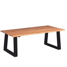Daonanba Practical Coffee Table Side Table for Living Room Solid Acacia Wood