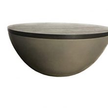 Style Living Room Solid Oak Round Coffee Table with Concrete Base, Brown