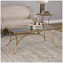 Uttermost Alayna Contemporary Antiqued Gold Rectangular Coffee Table