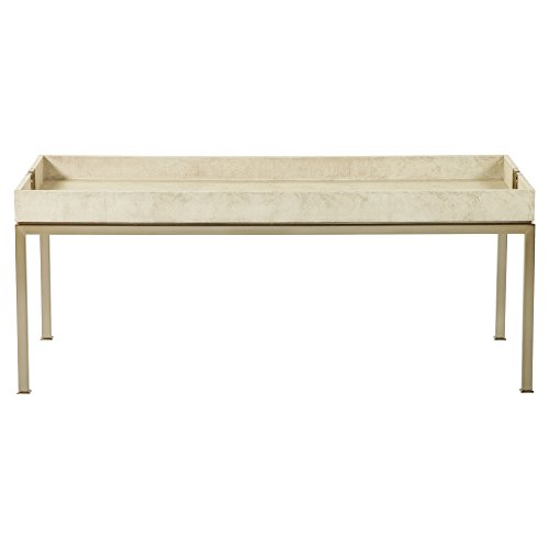 Ivory Faux Shagreen Tray Gold Coffee Table