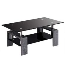 Glass Wood Coffee Table with Shelf New and Unique Design