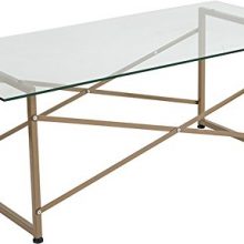Vista Collection Glass Coffee Table with Matte Gold