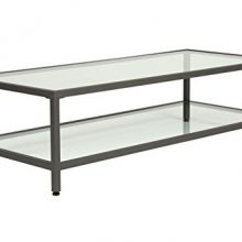 Offex Camber Collection Rectangle Clear Glass Coffee Table - Pewter