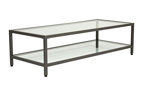 Offex Camber Collection Rectangle Clear Glass Coffee Table - Pewter