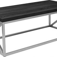 Ridge Black Coffee Table with Silver Finish