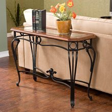 Prentice Sofa Coffee Table - Dark Cherry w/ Black Metal Frame