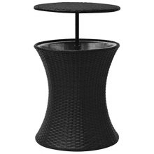 Durable Simple Ice Cooler Bucket Table Poly Rattan Black 3-in-1 Drink Cooler, Party Table, Coffee Table