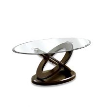 BOWERY HILL Glass Top Coffee Table in Dark Walnut