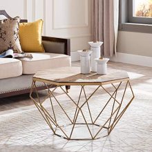 Southern Enterprises Stellan Coffee Table, Natural, Gold