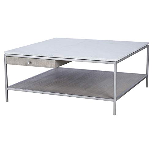 Paxton Mid Century Modern Marble Silver Coffee Table - Small