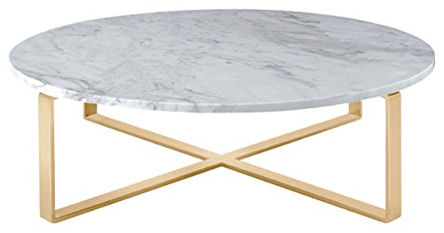 Marble Top Coffee Table with Brushed Gold Stainless Steel Base