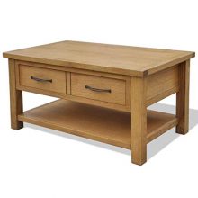 Daonanba Rustic Coffee Table with Drawers Wooden