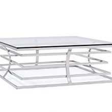 Modern Futuristic 10mm Thick Tempered Clear Glass Square Coffee Table