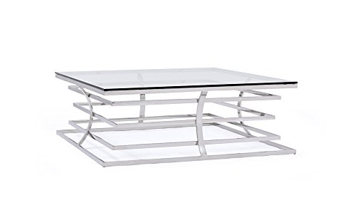 Modern Futuristic 10mm Thick Tempered Clear Glass Square Coffee Table