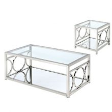 HOMES: Inside + Out Ortencia 2 PC Champagne O-Ring Frame Coffee Table Set