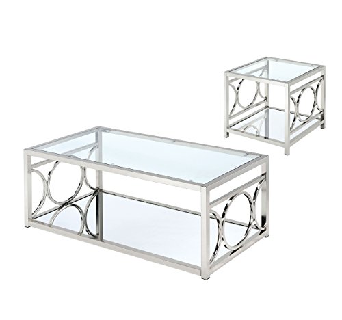 HOMES: Inside + Out Ortencia 2 PC Champagne O-Ring Frame Coffee Table Set