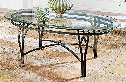 Steve Silver Madrid Coffee Table w Glass Top w Antiqued Pewter Finish