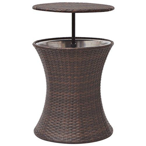 Poly Rattan Brown 3-in-1 Drink Cooler/Party Table/Coffee Table