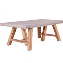 Concrete Top Living Room Coffee Table with Acacia Legs