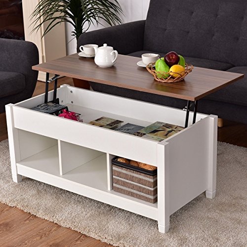 Low Coffee Table with Hidden Lift Top and Lower Storage Compartment