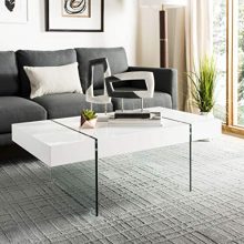 Jacob White Rectangular Glass Leg Modern Coffee Table 