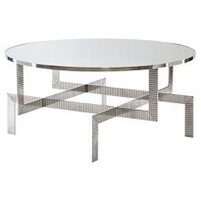 Kathy Kuo Home Davir Modern Classic Scored Steel Coffee Table