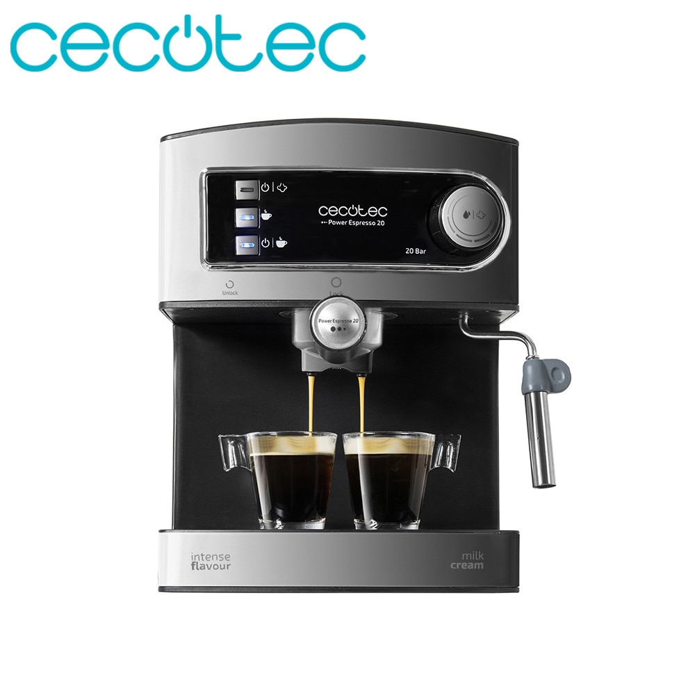 Cecotec Espresso Coffee Machine Pressure 20 Bars Coffee with Double Exit Adjustable Vaporizer for Foamy Milk Easy Clean