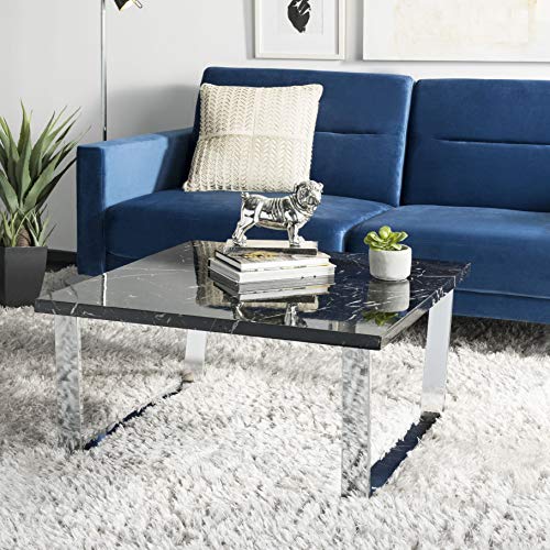 Carmen Black Marble and Chrome Square Coffee Table 