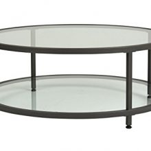 Offex Home Camber Round Coffee Table Pewter/Clear Glass