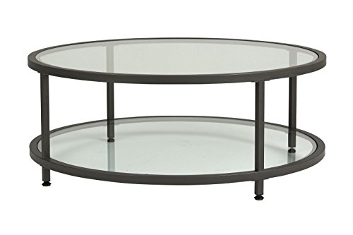 Offex Home Camber Round Coffee Table Pewter/Clear Glass