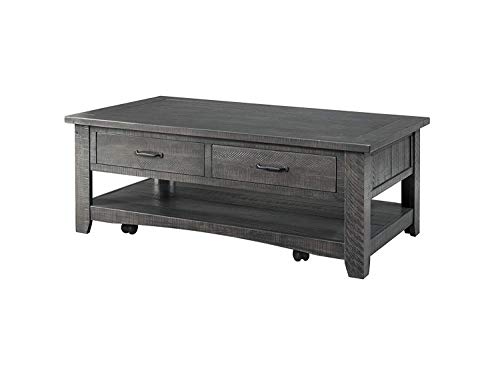 Benzara Wooden Coffee Table with Drawers, Gray