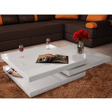 Festnight 3 Layer Coffee Table Extendable High Gloss Sofa