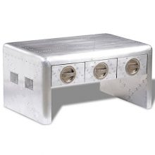 Aluminum Coffee Table 3 Drawers Vintage Aircraft