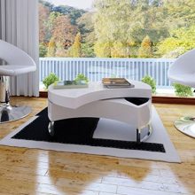 Festnight High Gloss Coffee Table with Concealed Storage Compartment
