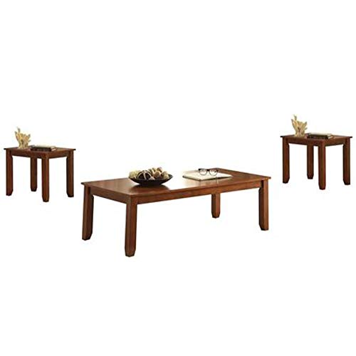 Benzara Wooden Coffee/End Table Set, 3 Piece Pack, Cherry Brown