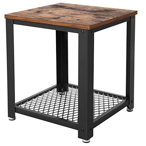 VASAGLE Industrial End Table, 2-Tier Side Table with Storage Shelf