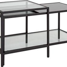 Multi-Tiered Glass Coffee Table with Black Metal