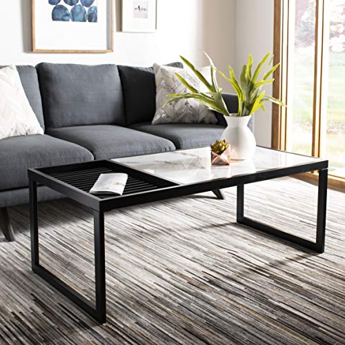 Zuri White Marble and Black Coffee Table 