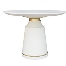 Round Coffee Table with Antique Brass Accent, White