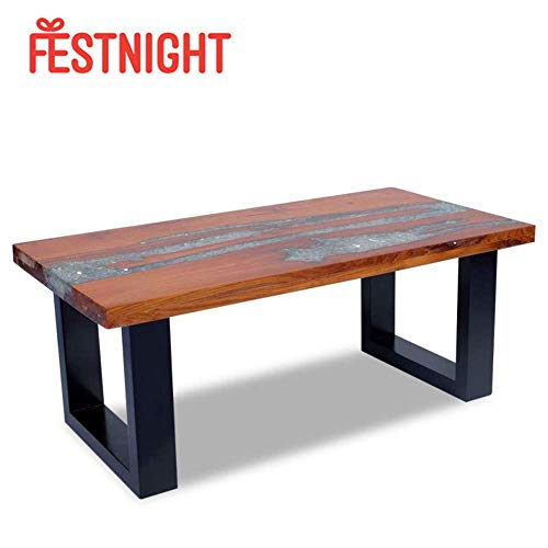Festnight Wood Coffee Side Table Rectangle Teak Resin