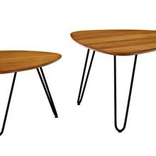 Leg Wood Nesting Coffee Table Set in Walnut Finish