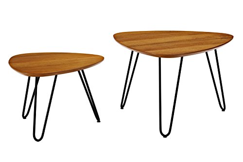 Leg Wood Nesting Coffee Table Set in Walnut Finish