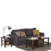Acadian Solid Wood 48 inch wide Rustic Coffee Table in Tobacco Brown