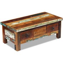 Daonanba Durable Vintage Style Coffee Table Drawers
