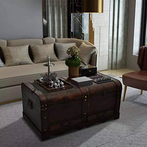 Chest Wood as Coffee Table with 2 Side Handles Brown
